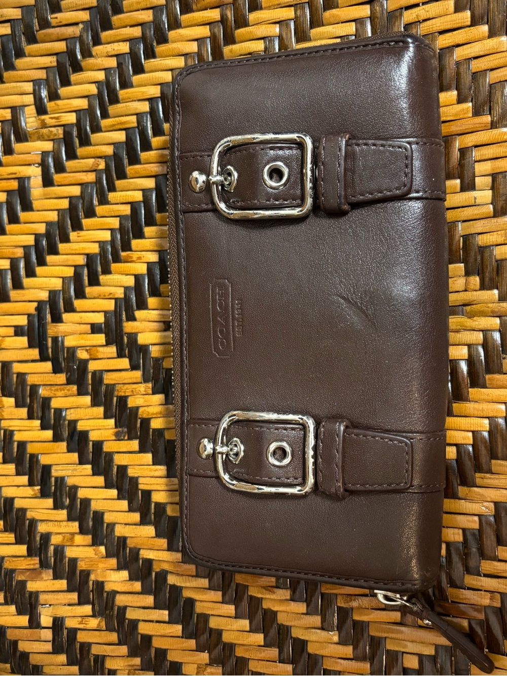 Coach Soho Zoe Double Buckle Wallet Brown Leather